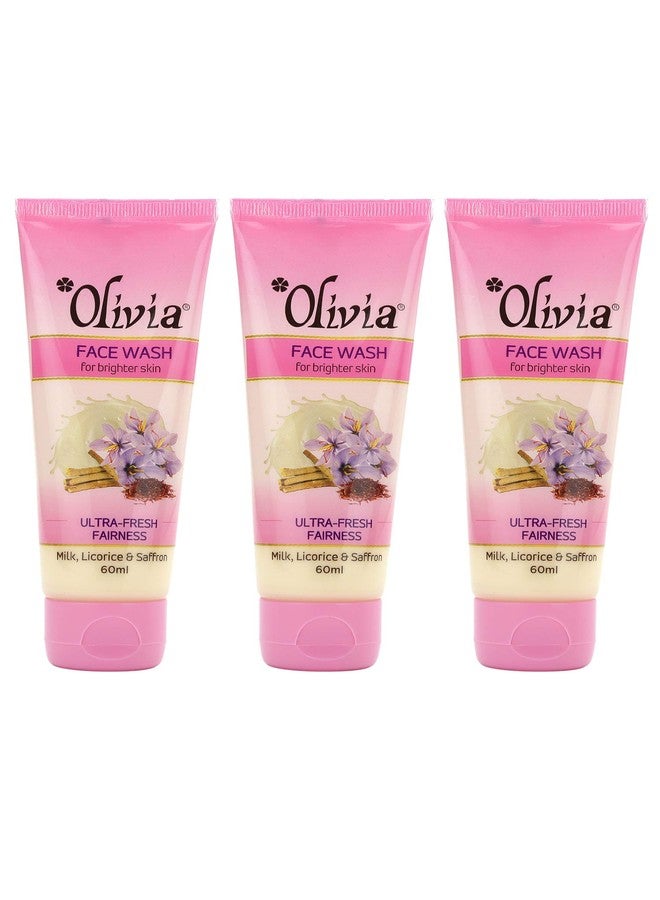 Olivia Ultra-Fresh Face Wash with Saffron, Milk & Licorice Extracts | Pack of 3 (60ml Each) | Gently Cleanses, Refreshes & Evens Skin Tone | For Smooth, Clean & Healthy-Looking Skin - Image 1