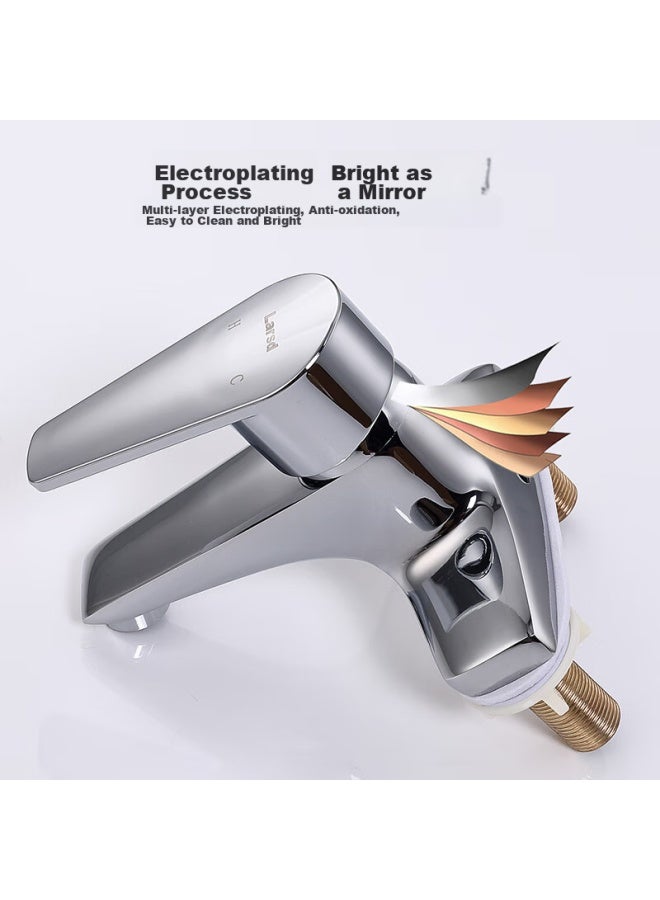 Larsd Double-hole Basin Faucet, Copper Body, Hot And Cold Face Basin, Washbasin, Bathroom Cabinet, Sink Faucet Ld5122 - Image 3