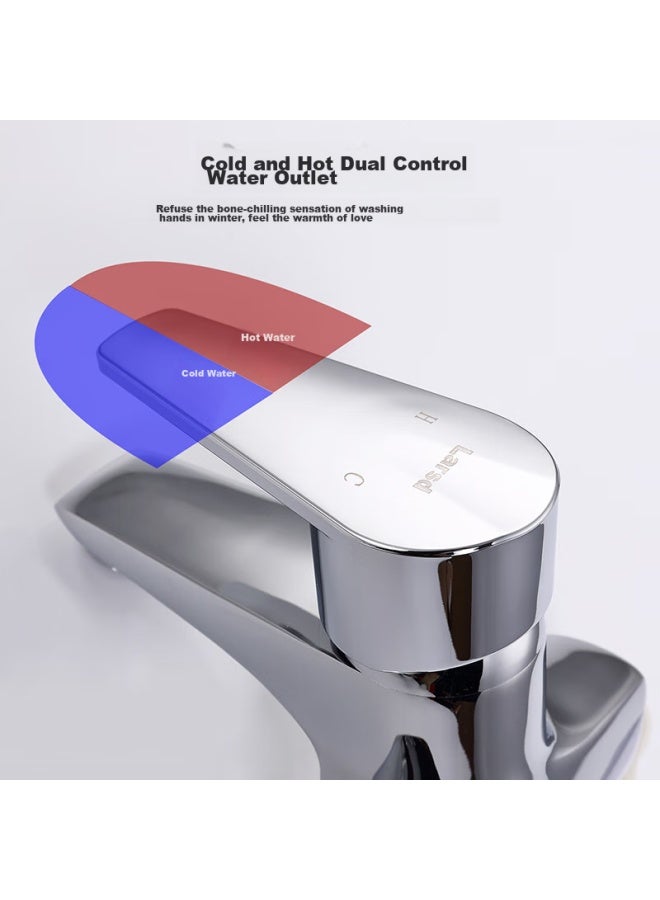 Larsd Double-hole Basin Faucet, Copper Body, Hot And Cold Face Basin, Washbasin, Bathroom Cabinet, Sink Faucet Ld5122 - Image 2