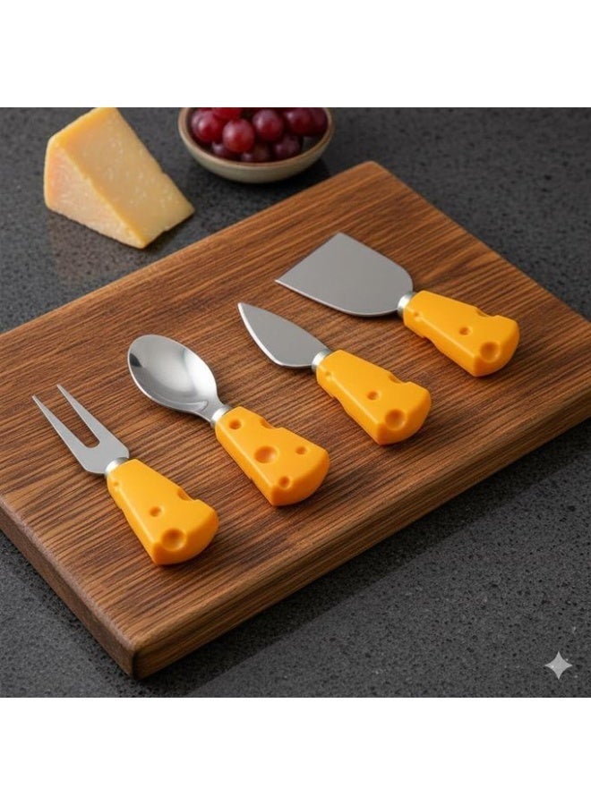 5-Piece Cheese Knife Set – Stainless Steel Cheese Slicers and Servers with Cheese-Designed Handles - Image 2