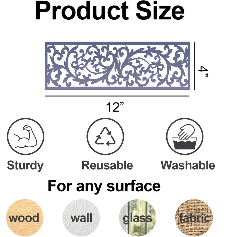 SUNVERSE Floral Stencils for Crafts Reusable Texture Stencils Background Stencil Leaf Swirl Templates for Painting on Wood Furniture Card Canvas - Image 2