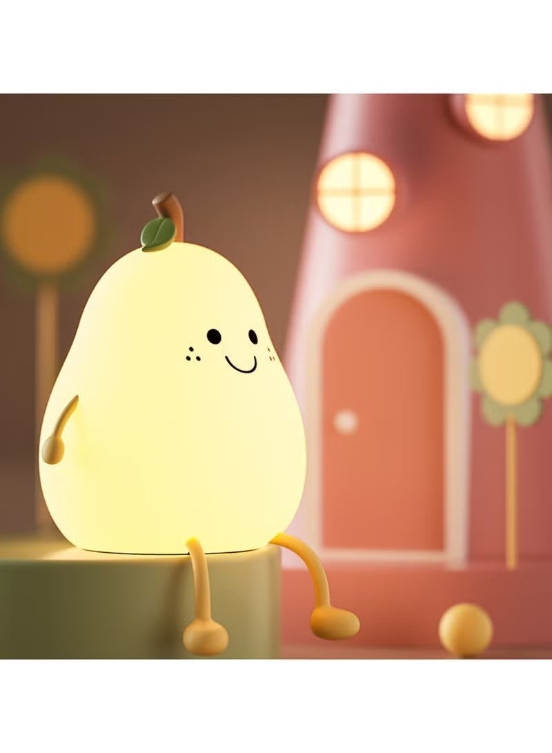 Uliova Cute Pear-Shaped LED Night Light with Touch Control, Soft Glow for Baby & Kids' Bedroom - Image 2