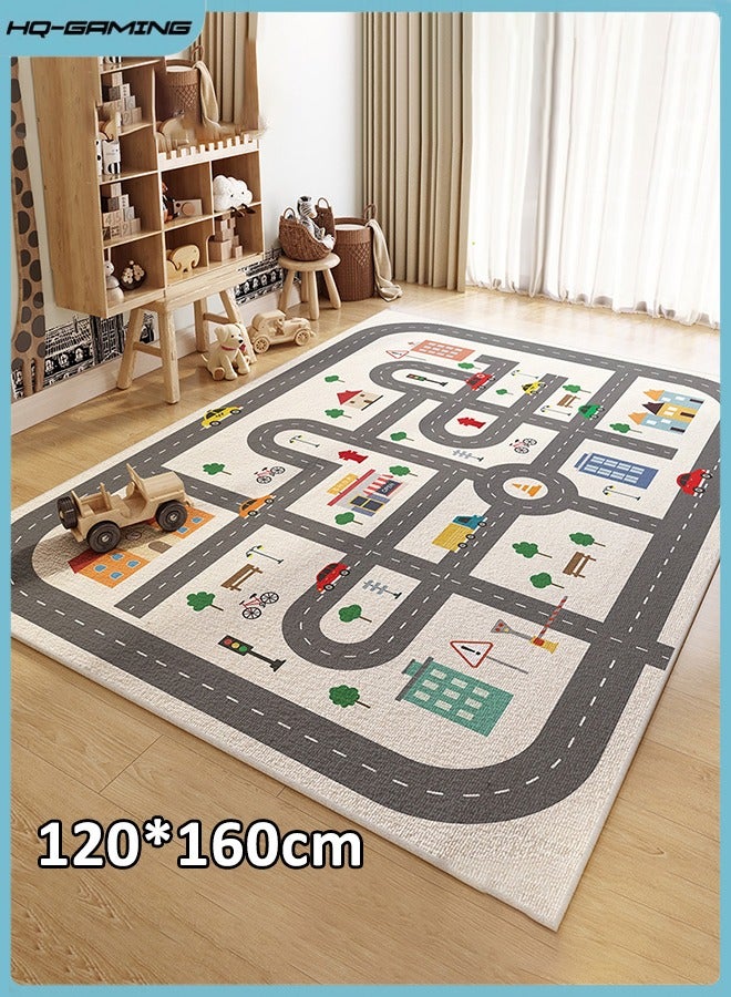 HQ-GAMING Kids Rug Carpet, Play Mat for Baby Boys Girls, City Life Road Traffic Playroom Rug for Playing Cars Toys, Non-Slip Map, Educational Nursery Rug for Children (120×160cm/47×63in)  - Image 1