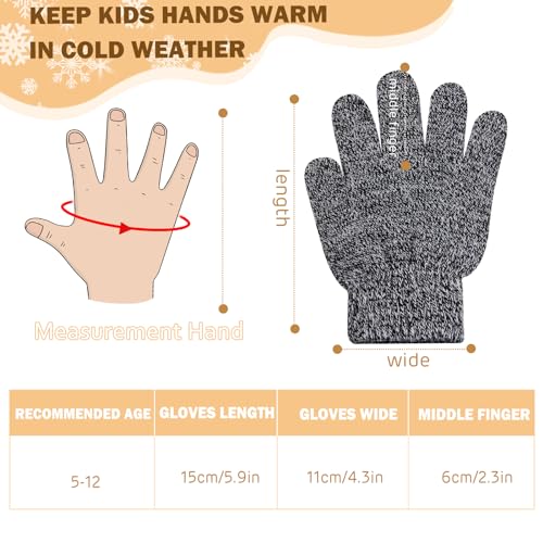 ONESING 6 Pairs Kids Knit Winter Gloves - Stretchy Solid Finger Boys & Girls Mixcolor Gloves - Image 4