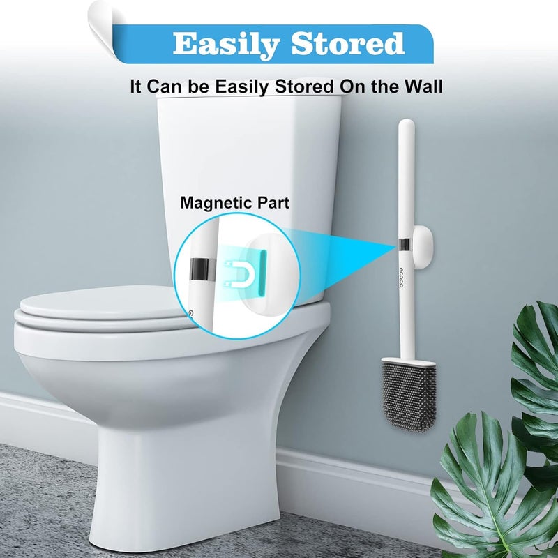 TGOPIT فرشاة تواليت TGOPIT، مجموعة حامل فرشاة تنظيف الحمام، فرشاة تواليت سيليكون عميقة التنظيف بمقبض بلاستيكي طويل غير قابل للانزلاق، فرشاة تواليت للحمام (متعدد) - Image 5
