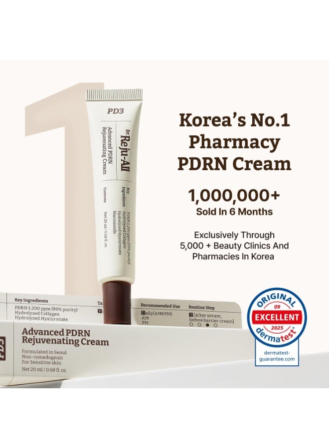 Dr.Reju-All Dr. Reju-All Advanced PDRN Rejuvenating Cream 20ml | 99% Purity PDRN Salmon DNA, Collagen Gel Skin Repair Cream with Hyaluronic Acid & Niacinamide for Glass Skin | Night Routine Korean Skincare - Image 3