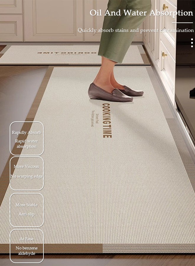 DUNISO مجموعة بساط مطبخ من طين الدياتوم، طراز عصري، مقبض مطاطي مانع للانزلاق، قابل للغسل، مقاوم للزيت والماء، سهل التنظيف، بساط لأرضية المطبخ 40*60 سم/40*120 سم - Image 3