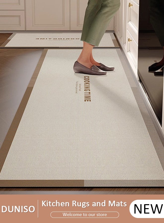 DUNISO مجموعة بساط مطبخ من طين الدياتوم، طراز عصري، مقبض مطاطي مانع للانزلاق، قابل للغسل، مقاوم للزيت والماء، سهل التنظيف، بساط لأرضية المطبخ 40*60 سم/40*120 سم - Image 1