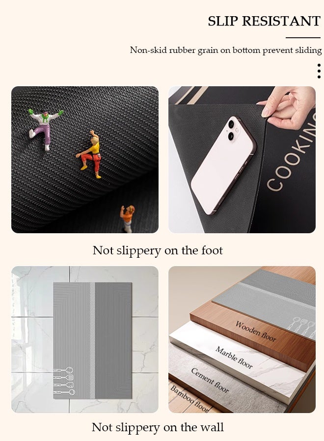 DUNISO مجموعة بساط مطبخ من طين الدياتوم، طراز عصري، مقبض مطاطي مانع للانزلاق، قابل للغسل، مقاوم للزيت والماء، سهل التنظيف، بساط لأرضية المطبخ 40*60 سم/40*120 سم - Image 4