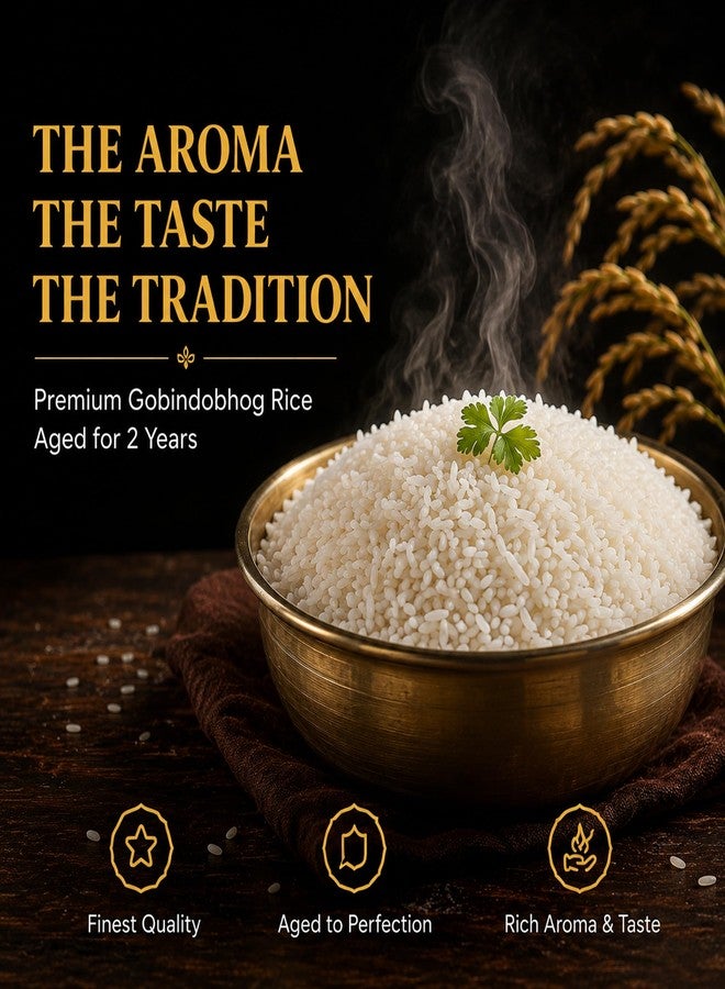 Delight Foods Premium Gobindobhog Rice - 2years Old | Pure Aromatic Gobindobhog Rice. (1500g) - Image 3