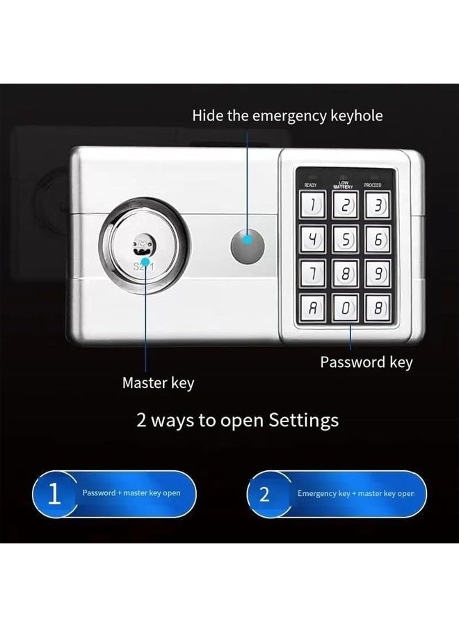 AUTOYSUR صندوق أمان منزلي مقاوم للحريق والماء، صندوق أمان كبير مضاد للسرقة ومقاوم للحريق مع لوحة مفاتيح قابلة للبرمجة، مفاتيح احتياطية ورف قابل للإزالة، خزائن أمان رقمية للمنزل لحفظ الأموال والأشياء الثمينة والمستندات (ic56) - Image 5