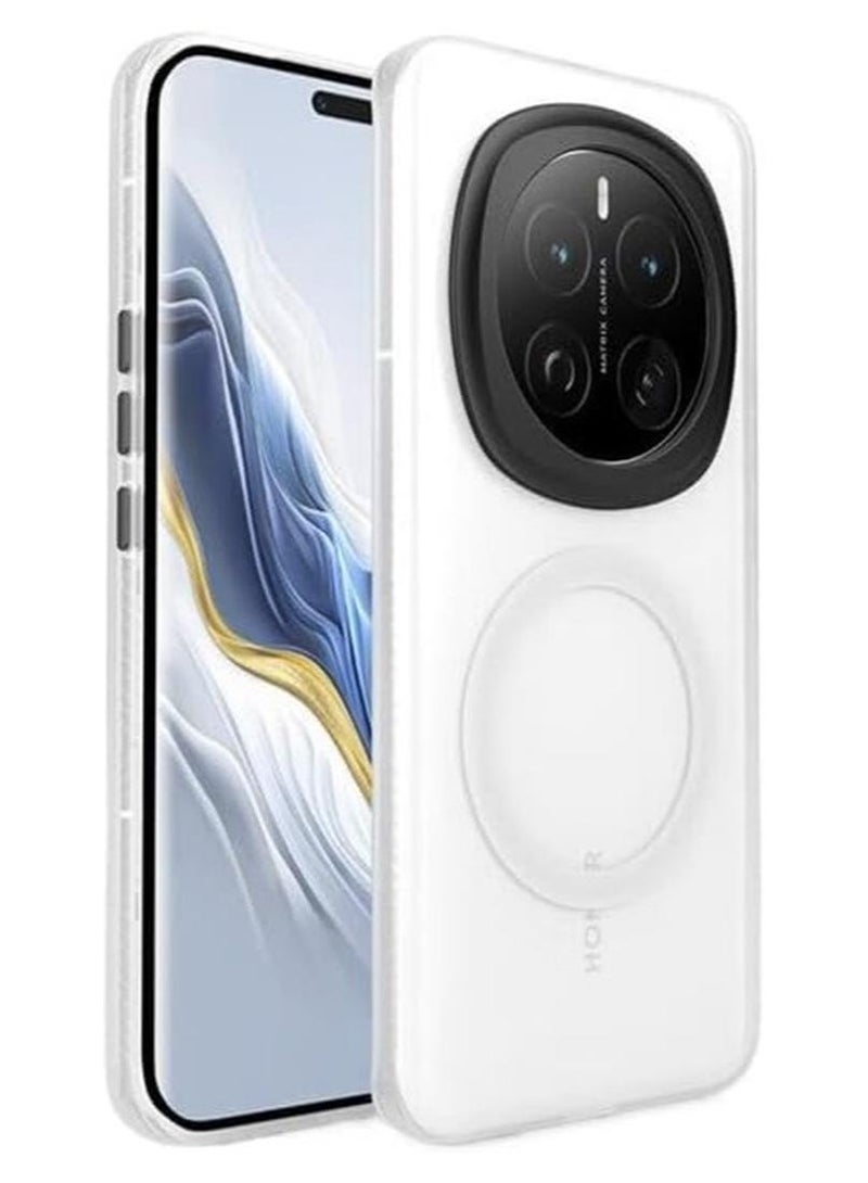 VKL Matte Frosted Magnetic Wireless Case Compatible with Honor Magic 7 Pro 5G Anti-Fingerprint Shockproof Armor Cover For Honor Magic 7 Pro (White)