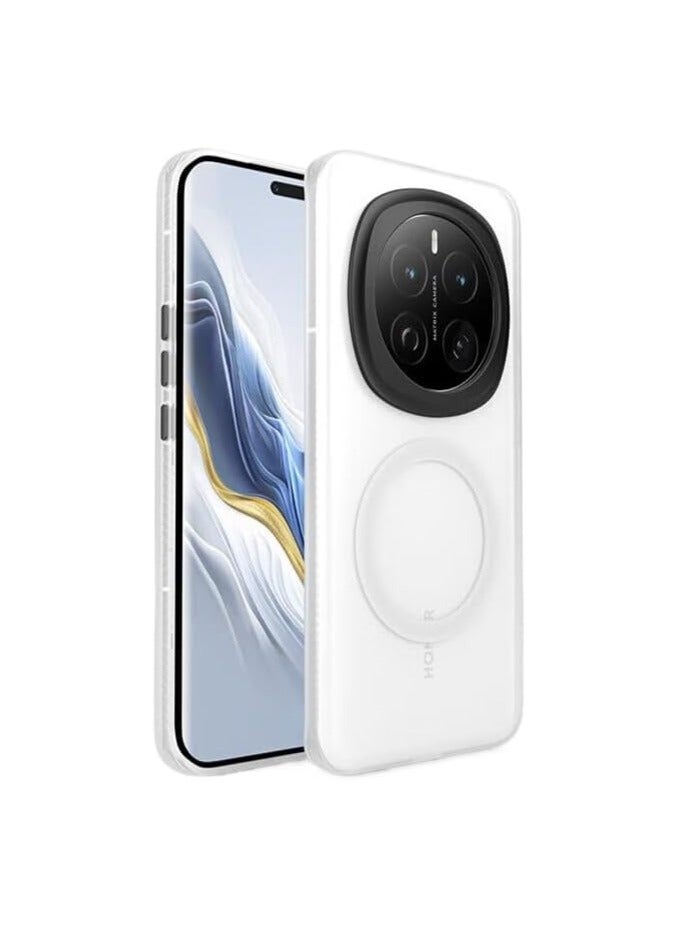 VKL Matte Frosted Magnetic Wireless Case Compatible with Honor Magic 7 Pro 5G Anti-Fingerprint Shockproof Armor Cover For Honor Magic 7 Pro (White)