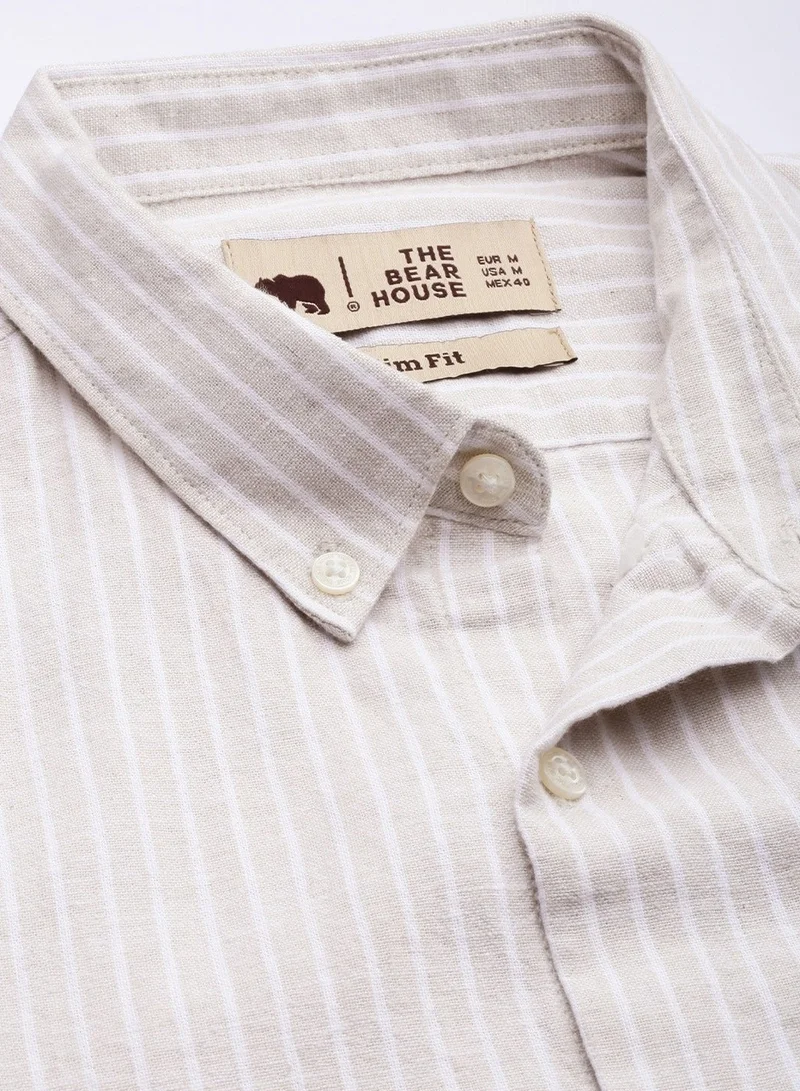 THE BEAR HOUSE Men's Cotton Shirt | Casual & Formal Long Sleeve | Classic Button-Down, Office & Everyday Wear, Comfortable & Breathable Fabric
