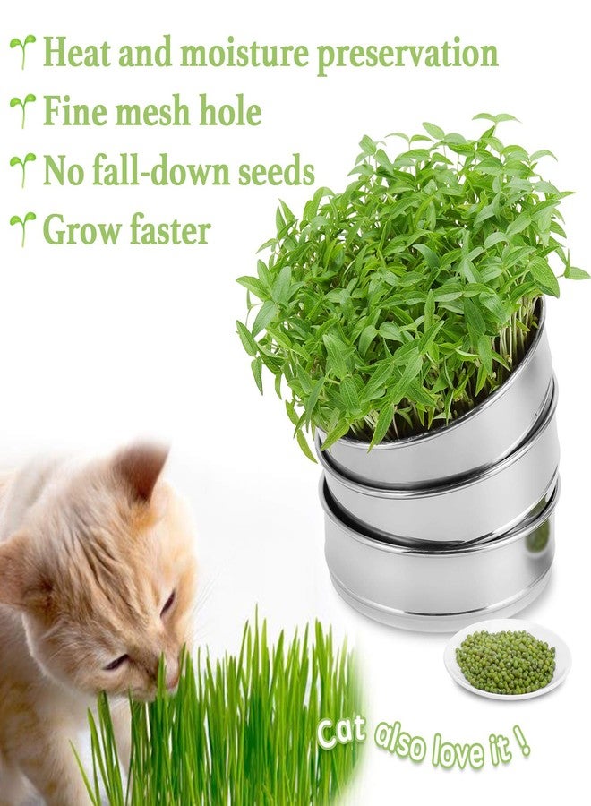 وليجيت طقم إنبات البذور من الفولاذ المقاوم للصدأ قابل للتكديس من SOLIGT، يتكون من صواني إنبات شبكية من طبقتين، وقاعدة واحدة وغطاء واحد. - Image 4