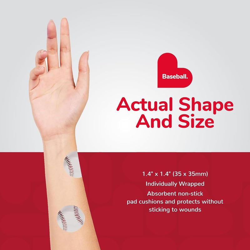 BioSwiss Bandages Baseballs Shaped Self Adhesive Bandage Latex Free Sterile Wound Care Fun First Aid Kit Supplies for Kids 50 Count - Image 4