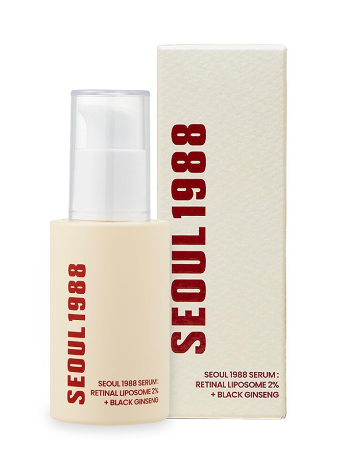 K-SECRET SEOUL 1988 Serum : Retinal Liposome 2% + Black Ginseng, 30ml/1.01fl.oz | 58% Black Ginseng Extract With Retinal, Bakuchiol, Vitamin C & 3 Peptides For Wrinkle Care - Image 1