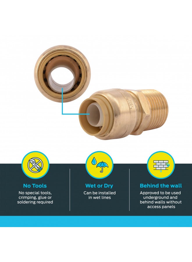SharkBite 1/2 Inch MNPT Adapter, Push to Connect Brass Plumbing Fitting, PEX Pipe, Copper, CPVC, PE-RT, HDPE, U120LFA - Image 3