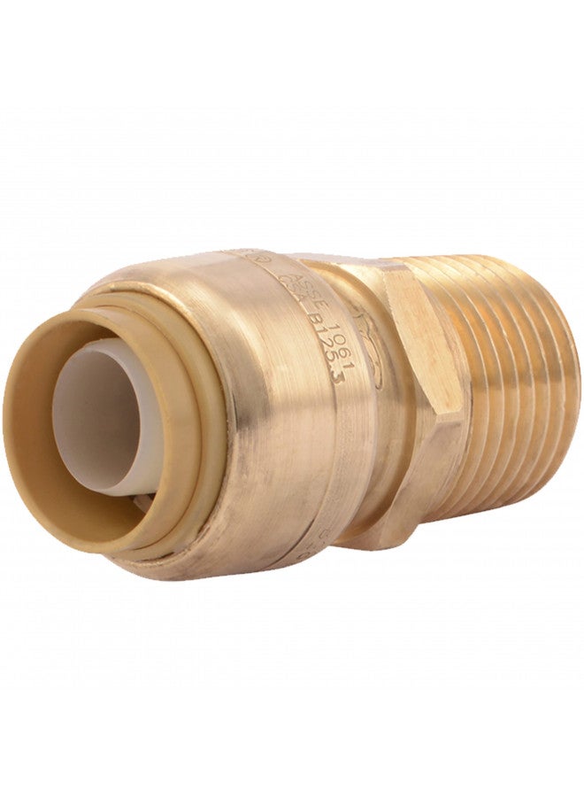 SharkBite 1/2 Inch MNPT Adapter, Push to Connect Brass Plumbing Fitting, PEX Pipe, Copper, CPVC, PE-RT, HDPE, U120LFA - Image 1