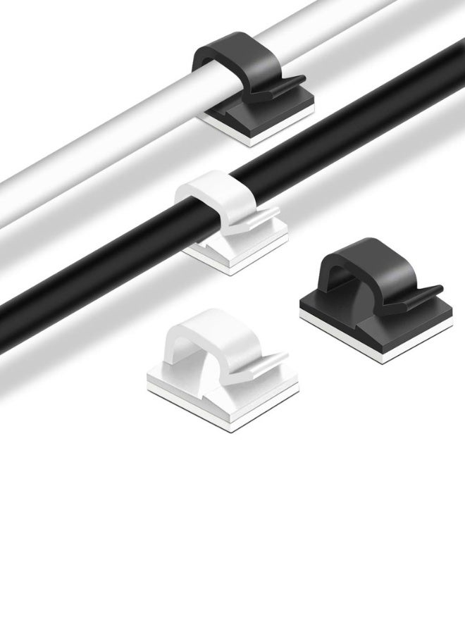 Chase Up 60 Pieces of Plastic Cord Adhesive Storage and Management Cable Clips-Black, White - Image 2