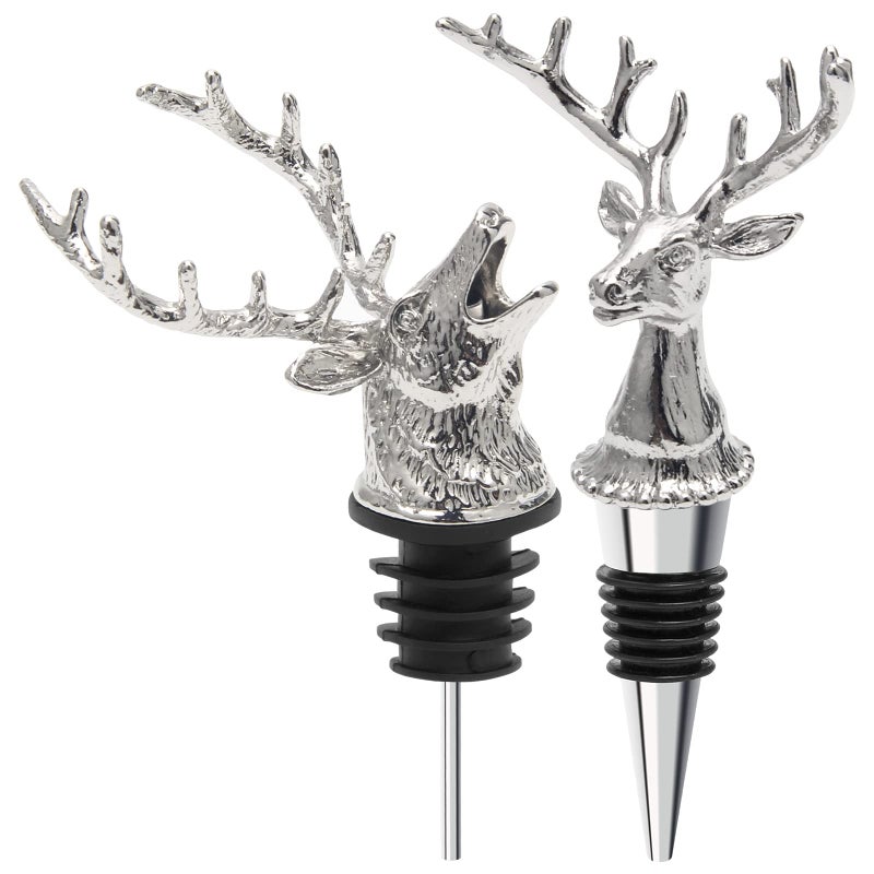 Coitak Deer Head Wine Pourer Spout, Wine Bottle Stopper for Home and bar, Animal Wine Pourer and Stopper With Silicone Rubber Fitting - Image 1