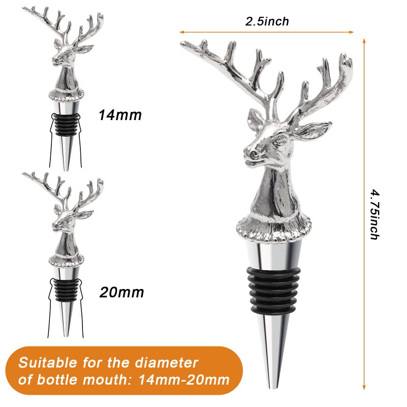 Coitak Deer Head Wine Pourer Spout, Wine Bottle Stopper for Home and bar, Animal Wine Pourer and Stopper With Silicone Rubber Fitting - Image 3