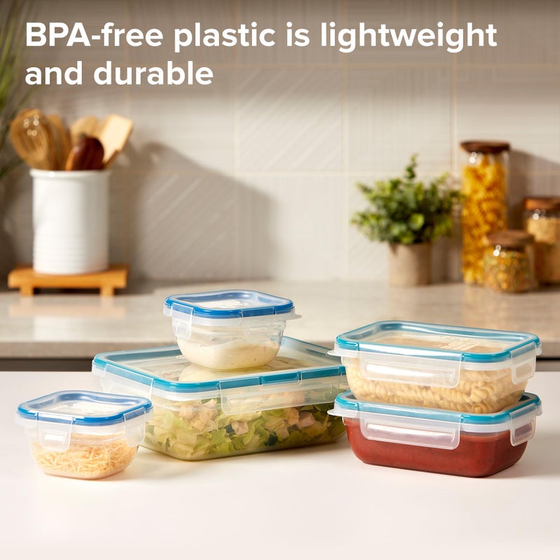 Snapware Total Solution 5-Pack (Mixed Sizes) Plastic Food Storage Containers Set  Leakproof & Airtight Locking Lids Rectangular Tupperware  Non-Toxic BPA-Free Lids  Microwave Dishwasher Freezer Safe - Image 3