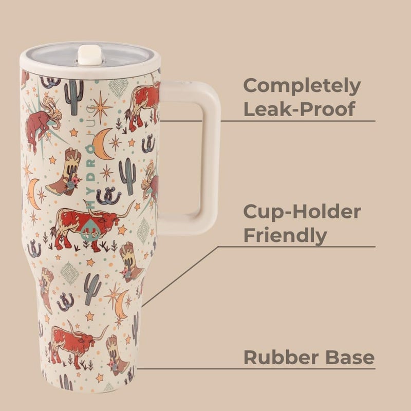 HydroJug Traveler - Modern 40 oz Tumbler with Handle & Simple Flip Straw - Car Cup Holder Friendly, Leak Resistant Water Bottle-Reusable Insulated Stainless Steel & Rubber Base - Gifts for Women & Men - Image 1