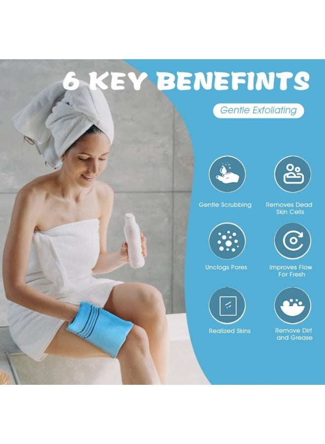 6 Pcs Exfoliating Bath Washcloth,Towel Cloth for Exfoliating,Exfoliator Scrub Mitten for Bath and Shower, Removing Dry Dead Skin Cells, Suitable for All Skin Types (6 Colors) - Image 3