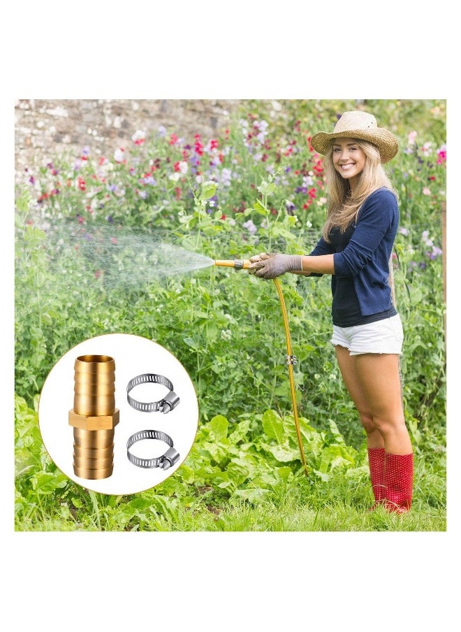 Generic - Brass Water Hose Connector Splicer, Garden Hose Repair Mender  with Hose Clamp, Brass Barb Union Hose Fittings for Water Hose Repair, 12 Pieces - Image 1