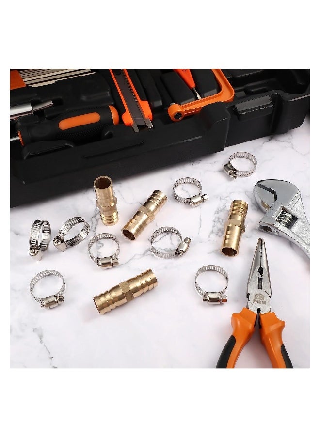 Generic - Brass Water Hose Connector Splicer, Garden Hose Repair Mender  with Hose Clamp, Brass Barb Union Hose Fittings for Water Hose Repair, 12 Pieces - Image 1