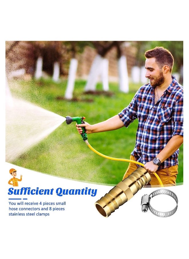 Generic - Brass Water Hose Connector Splicer, Garden Hose Repair Mender  with Hose Clamp, Brass Barb Union Hose Fittings for Water Hose Repair, 12 Pieces - Image 1