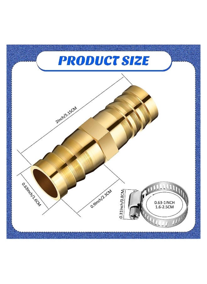 Generic - Brass Water Hose Connector Splicer, Garden Hose Repair Mender  with Hose Clamp, Brass Barb Union Hose Fittings for Water Hose Repair, 12 Pieces - Image 1