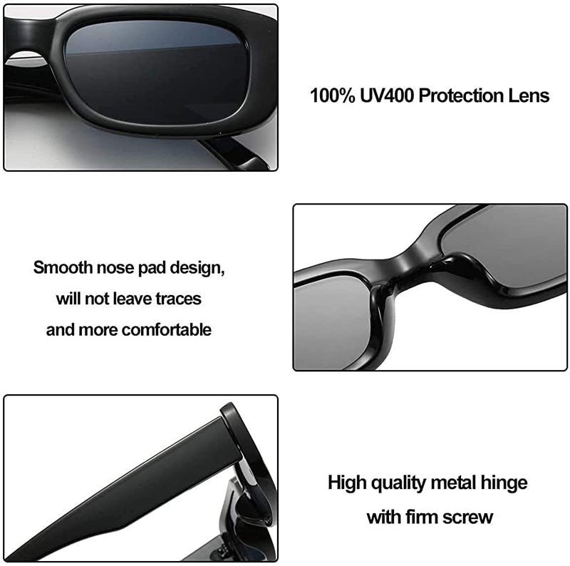 DLALA Retro Fashion Rectangle MC STAND Glasses for Men for Women Trendy Sunglasses UV 400 Protection Square Frame - Eyewear - Image 3