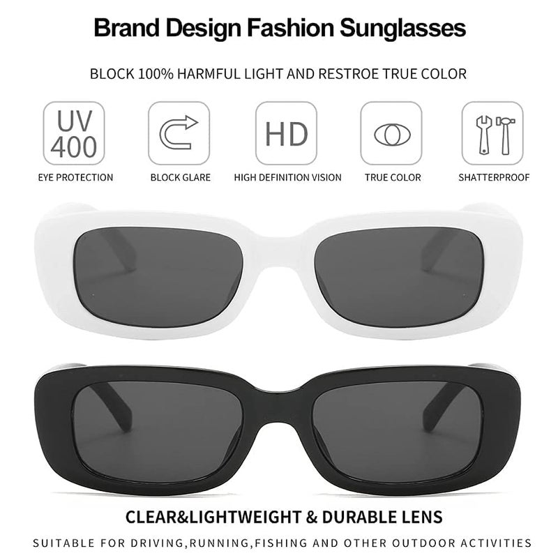 DLALA Retro Fashion Rectangle MC STAND Glasses for Men for Women Trendy Sunglasses UV 400 Protection Square Frame - Eyewear - Image 4