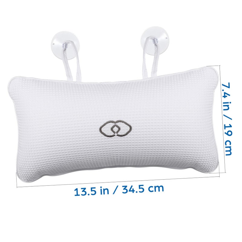 Inflatable PVC Bathtub Pillow With Suction Cups For Head Neck Support Comfortable Mesh Texture White - Image 3