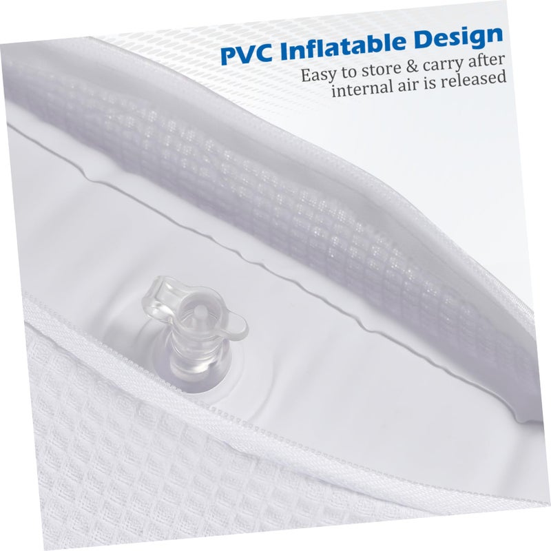 Inflatable PVC Bathtub Pillow With Suction Cups For Head Neck Support Comfortable Mesh Texture White - Image 4