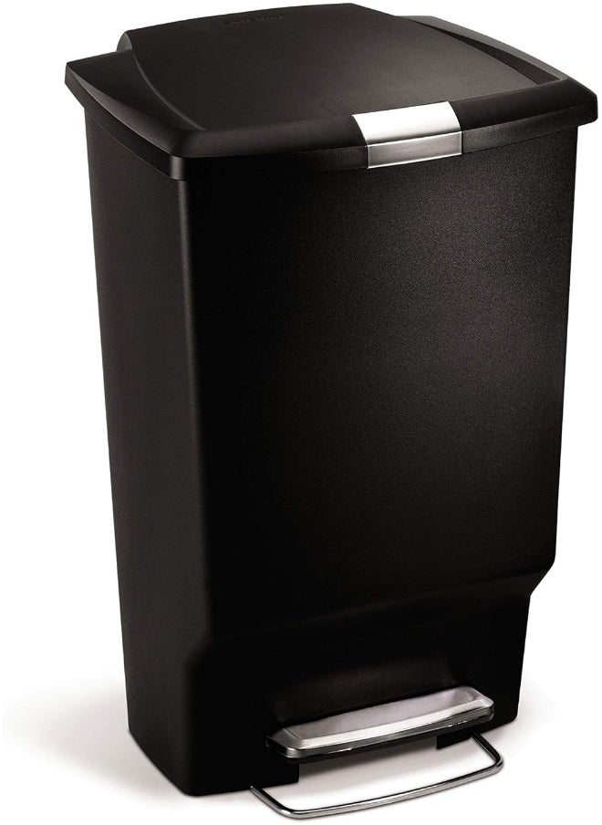 simplehuman CW1371 45L Rectangular Pedal Bin, Black Plastic, W 40.5cm x H 61.5cm x D 33.0cm  - Image 1