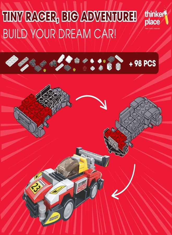 ThinkerPlace 8-in-1 Super Racing Car Red Star (98 Pieces) | Learn About Speed | Building Block Set for Kids Age 6+ | STEM Educational Toy | Build, Collect & Create Mega Robot | Science & Learning Toy - Image 2