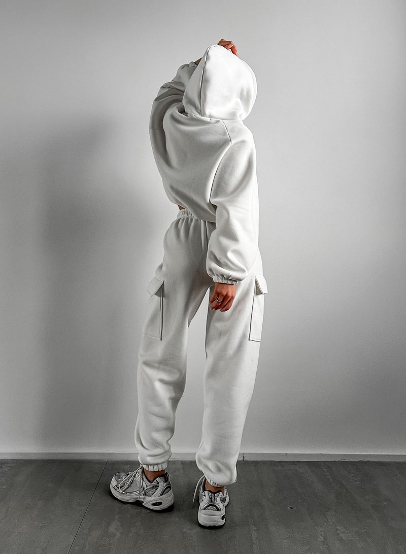 NIBEMINENT Solid Casual Two-piece Set, Long Sleeve Crew Neck Sweatshirt & Drawstring Waist Jogger Pants Outfits, Women's Clothing  - Image 4