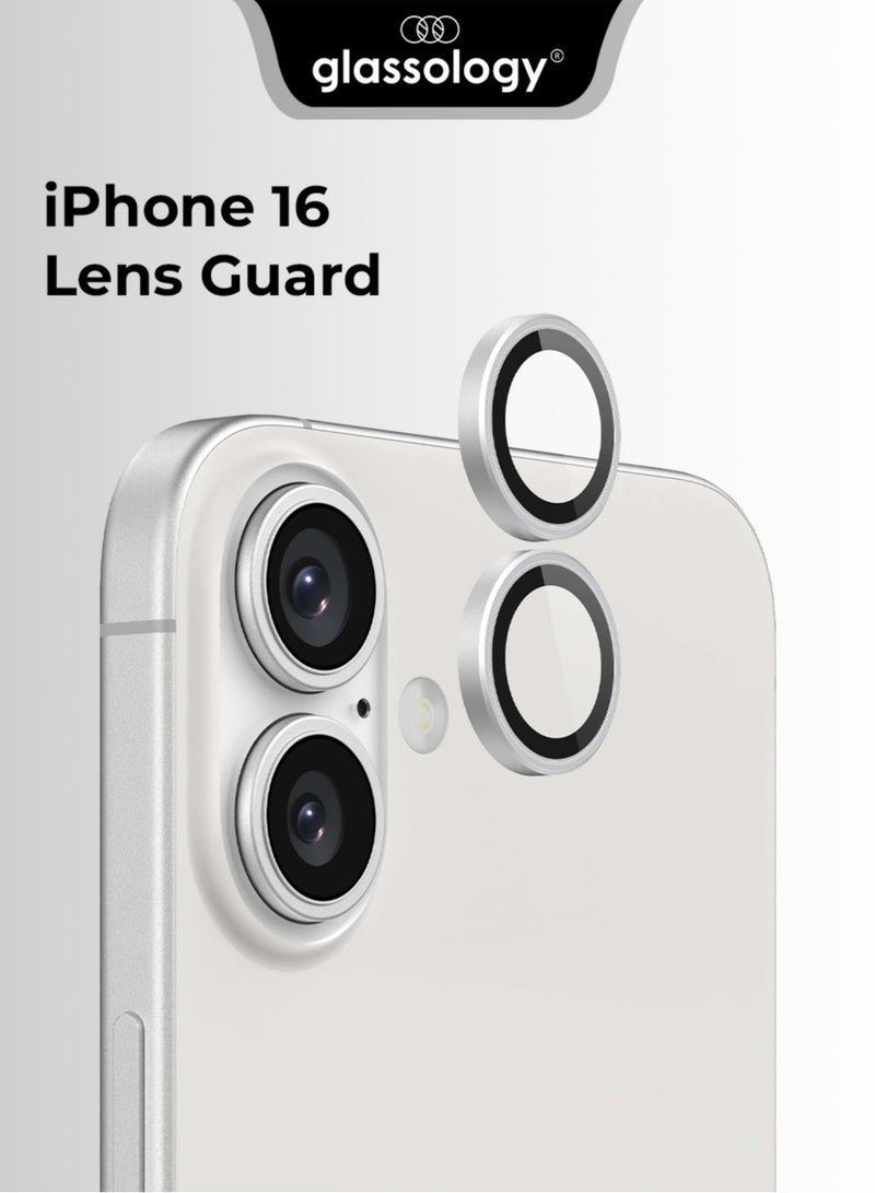 glassology حماية عدسة آيفون 16 مقاومة للخدوش ومضادة لبصمات الأصابع لحماية الكاميرا (أبيض) - Image 1