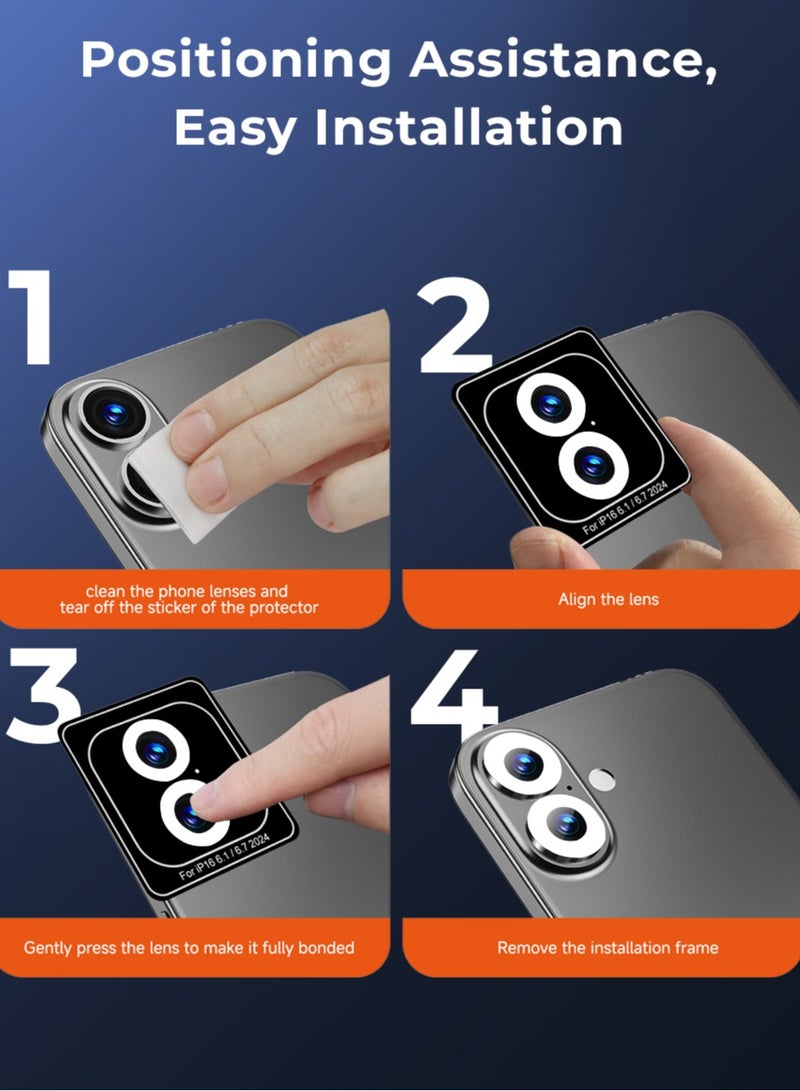 glassology حماية عدسة آيفون 16 مقاومة للخدوش ومضادة لبصمات الأصابع لحماية الكاميرا (أبيض) - Image 3