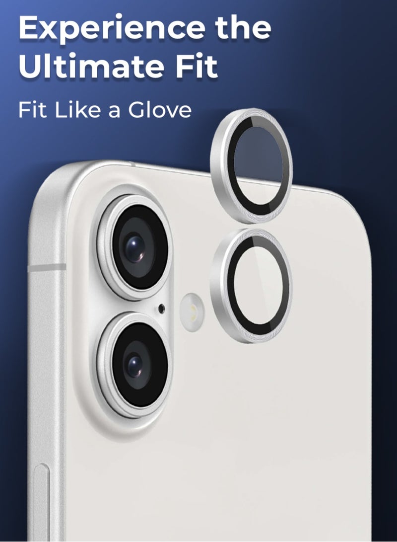 glassology حماية عدسة آيفون 16 مقاومة للخدوش ومضادة لبصمات الأصابع لحماية الكاميرا (أبيض) - Image 2