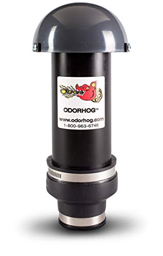 OdorHog Clamp On Vent Stack Pipe Filter 2", Black ABS with Mushroom Cap, Removes Outdoor Septic and Sewer Odor Problems (2.0-inch) - Image 1