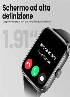 Generic Smartwatch for Men and Women, 1.91'' Screen with Sleep Monitor, Heart Rate Tracker, Waterproof, Intelligent Watch with Call and Voice Reply, Message Notifications, Fitness Tracker  - Image 4