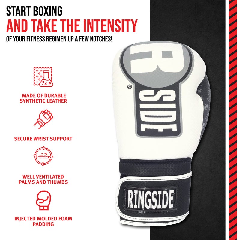 Ringside Unisex Adult FTG1 WH/BK L/XL Apex Bag Gloves, White/Black, Large-X-Large US - Image 4