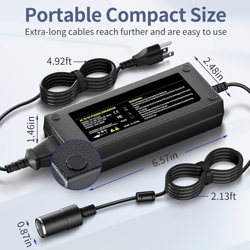 Soletal AC to DC Converter 100V-240V to 12V 10A 120W Power Supply Adapter with Car Cigarette Lighter Socket – Compatible with Car Vacuum Cleaner, Car Refrigerator & More - Image 4