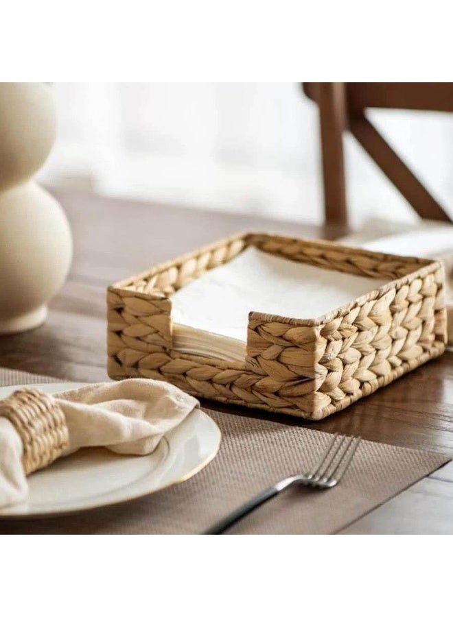 ARUWA 23x23x7cm Large Size Handmade Water Hyacinth Bohemian design style Organiser for Kitchen, Bedroom, Living Room, Office Desk,Household Essentials - Image 3