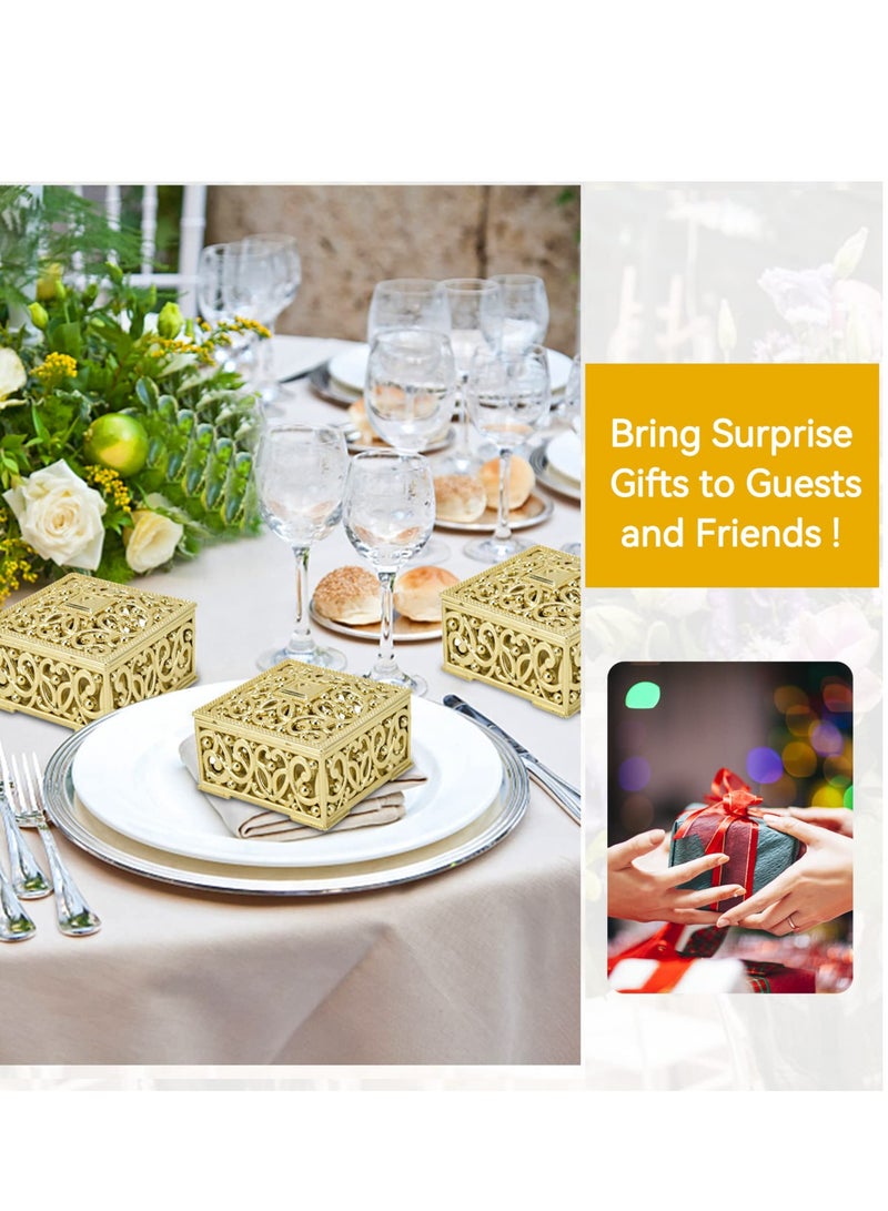 Excefore Hollow Candy Boxes, 12Pcs Candy Boxes Plastic Wedding Favor Boxes, Wedding Favor Boxes Hollow Jars Candy Storage Boxes Gift Boxes, for Wedding, Baby Shower, Birthday Party (Gold) - Image 5