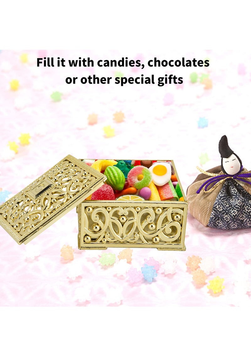Excefore Hollow Candy Boxes, 12Pcs Candy Boxes Plastic Wedding Favor Boxes, Wedding Favor Boxes Hollow Jars Candy Storage Boxes Gift Boxes, for Wedding, Baby Shower, Birthday Party (Gold) - Image 4